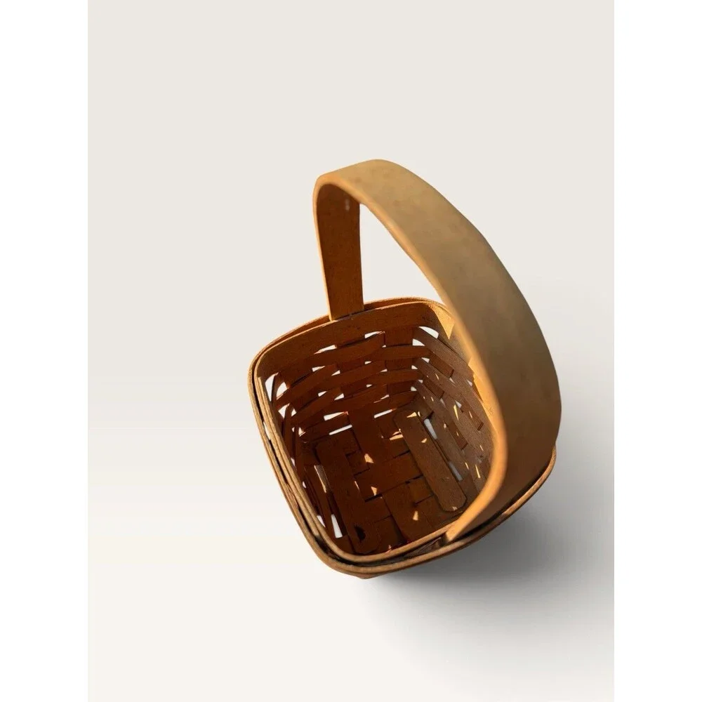 Longaberger Small Square Basket 1991 Signed VTG With Handle